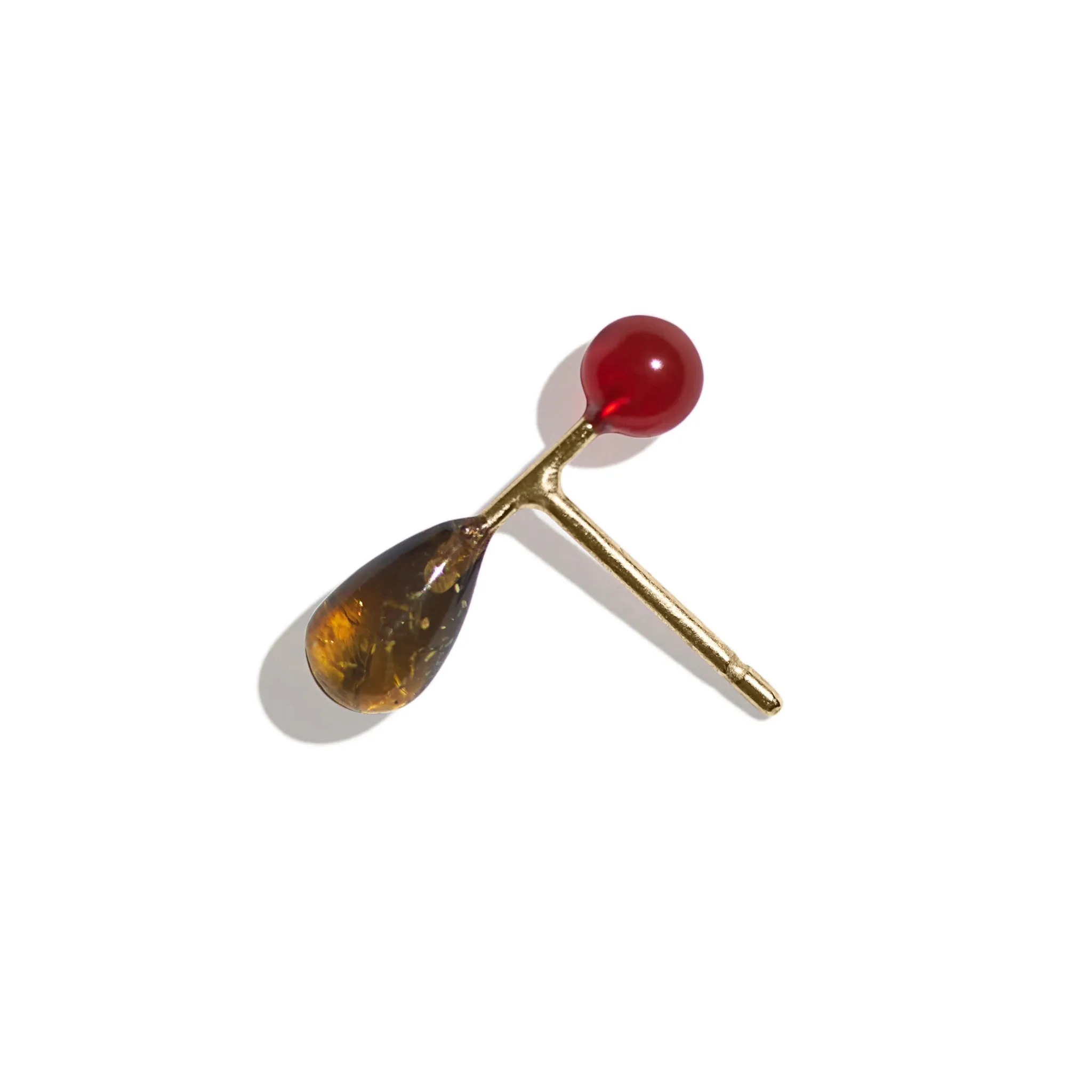 Carnelian & Tourmaline Barbell Earring