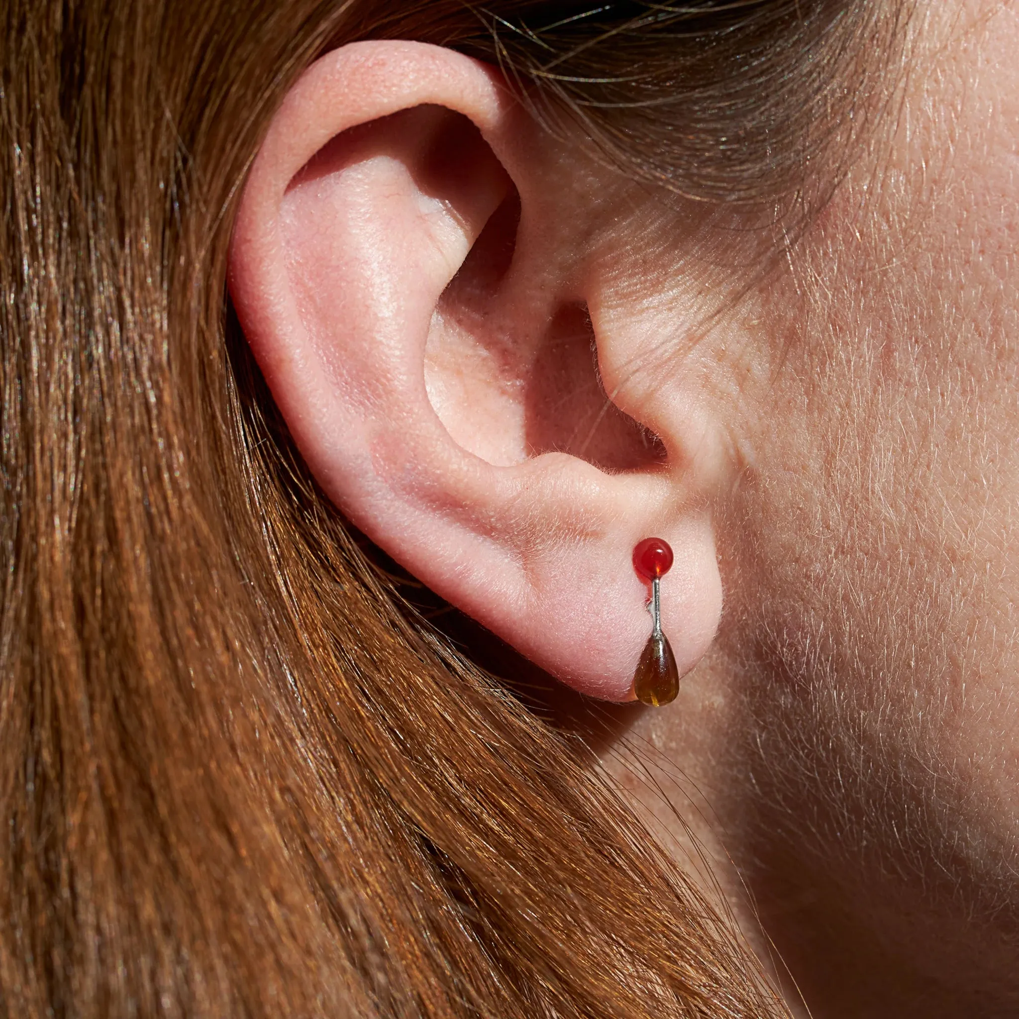 Carnelian & Tourmaline Barbell Earring