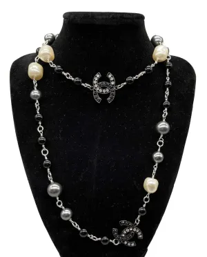 Chanel - 2014 B14S CC Logo Strass Faux Pearl Beaded Layered Necklace