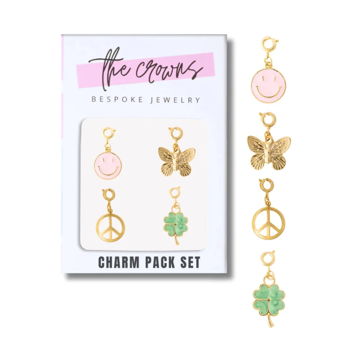 Charms Set - Smile, Butterfly, Peace, Clover