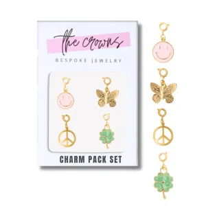 Charms Set - Smile, Butterfly, Peace, Clover