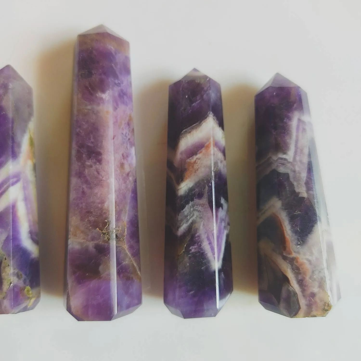 Chevron Amethyst Crystal Obelisk