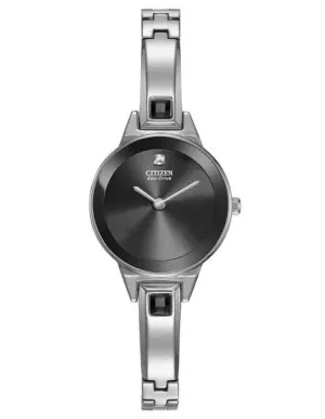 Citizen Eco-Drive Ladies Silhouette Bangle Watch - Black Dial - Stainless Steel