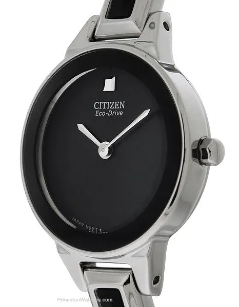 Citizen Eco-Drive Ladies Silhouette Bangle Watch - Black Dial - Stainless Steel