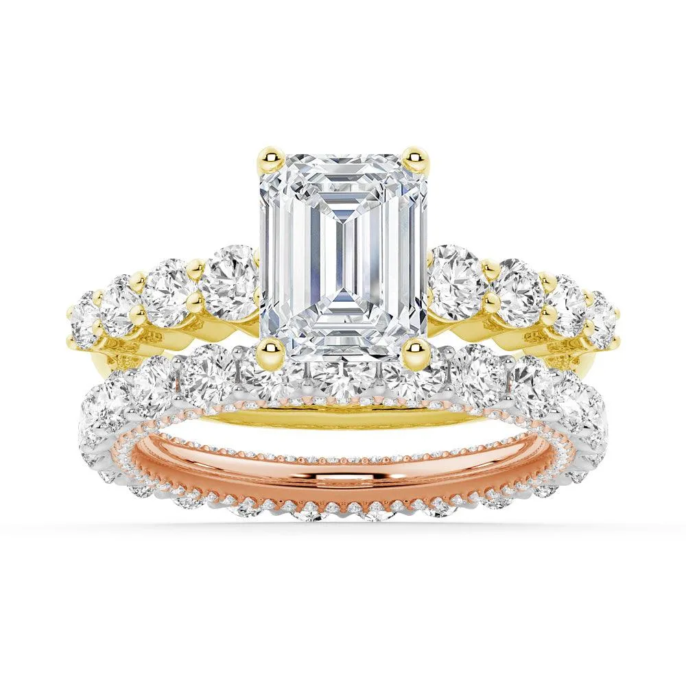 Classic Shared-Prong Emerald Cut Moissanite Engagement Ring