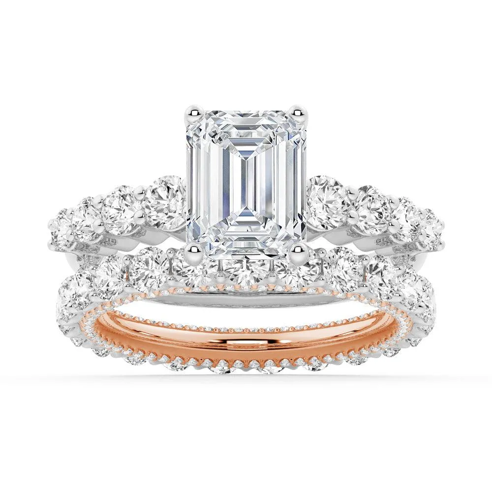 Classic Shared-Prong Emerald Cut Moissanite Engagement Ring