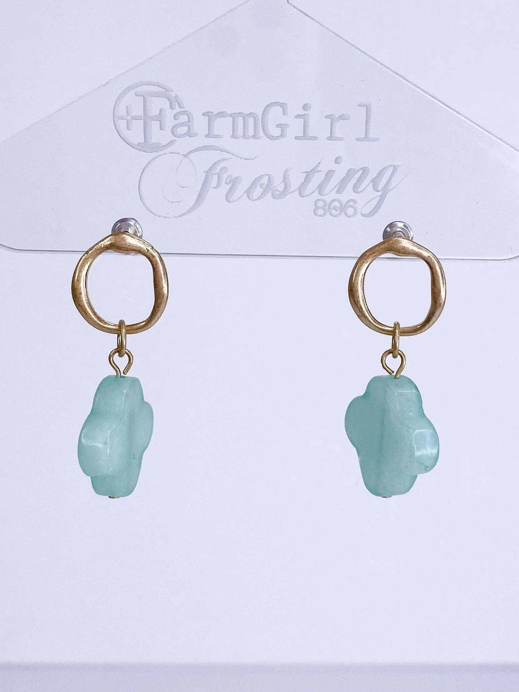 Clover Drop Earring-Jade