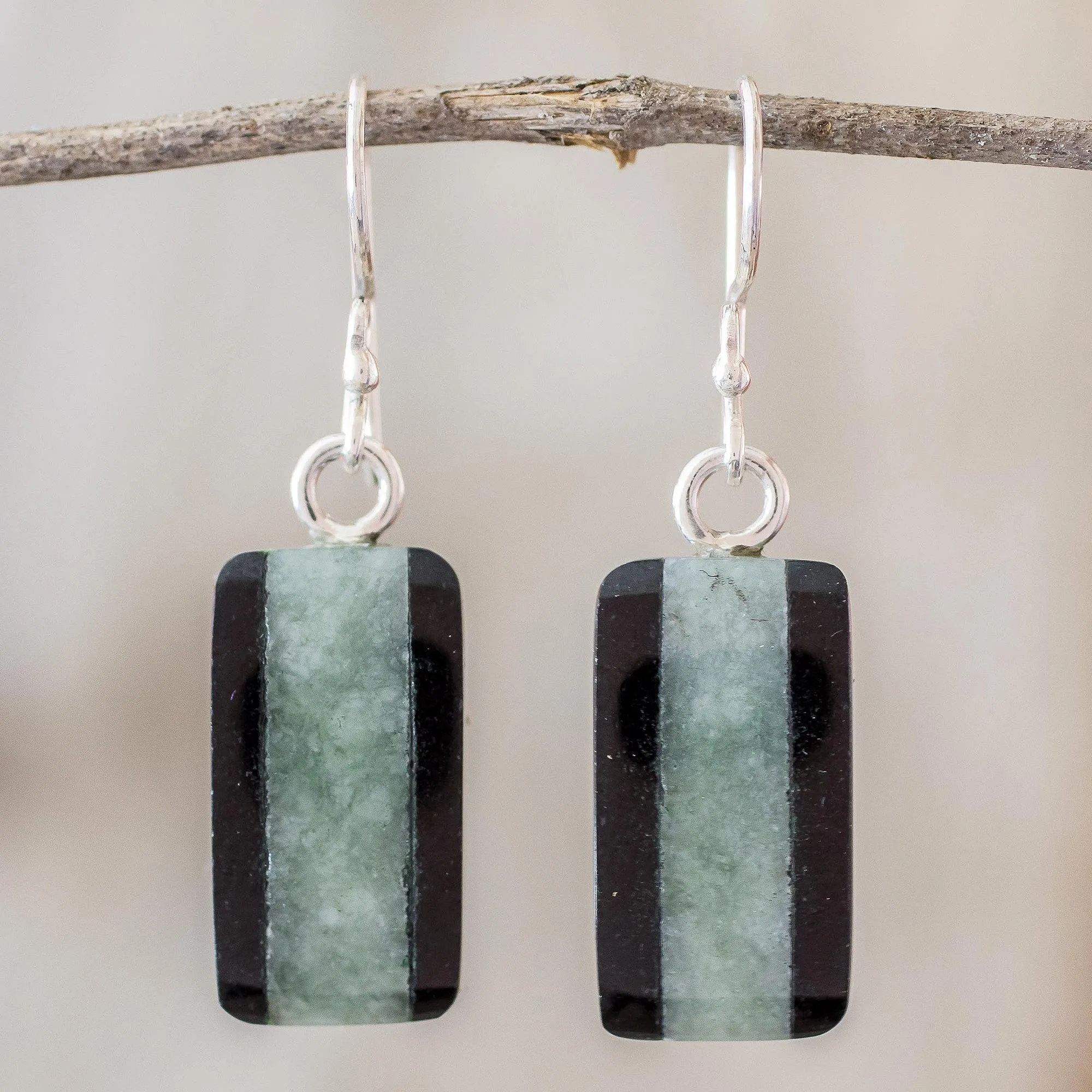 Collectible Modern Jade Dangle Earrings - Maya Legend | NOVICA