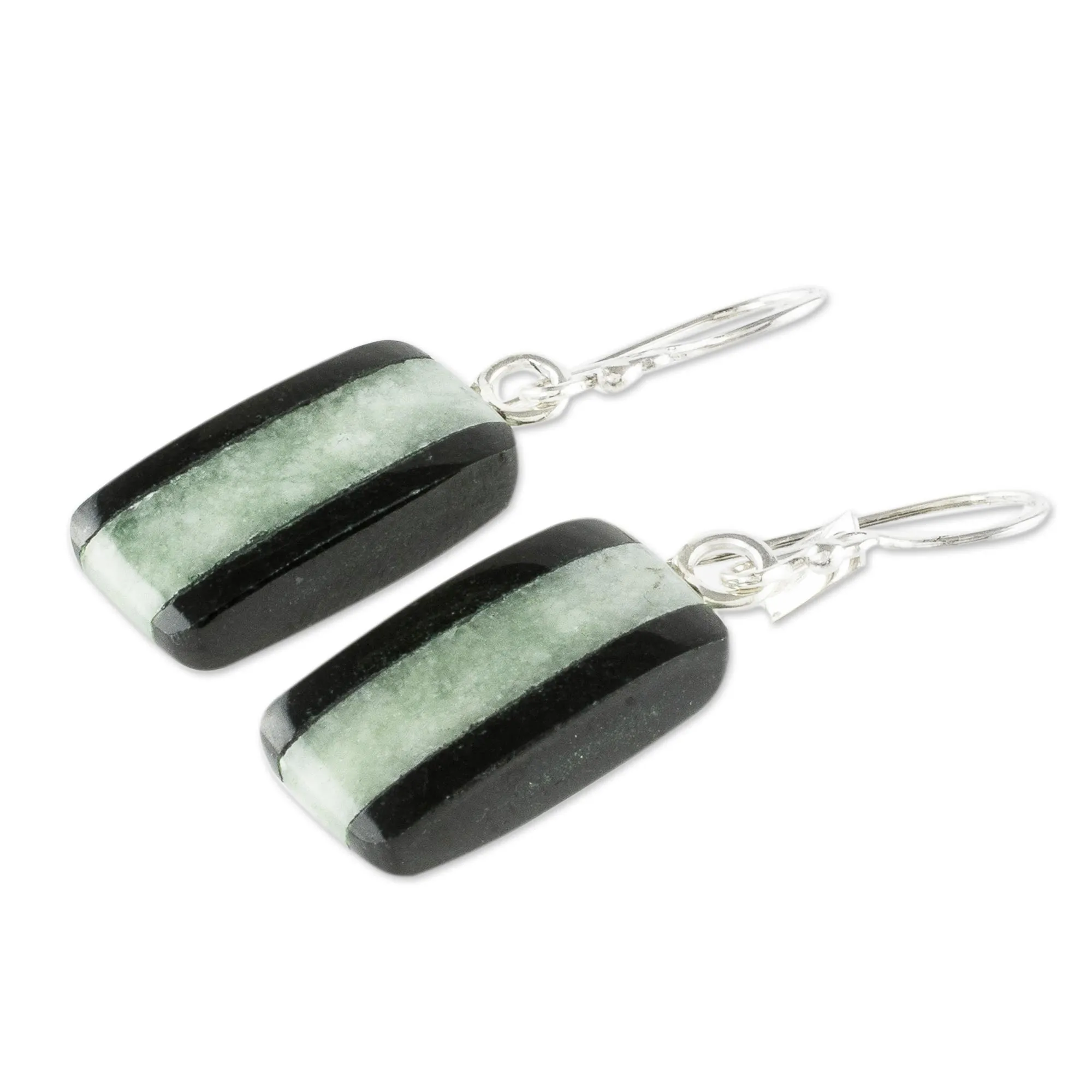 Collectible Modern Jade Dangle Earrings - Maya Legend | NOVICA