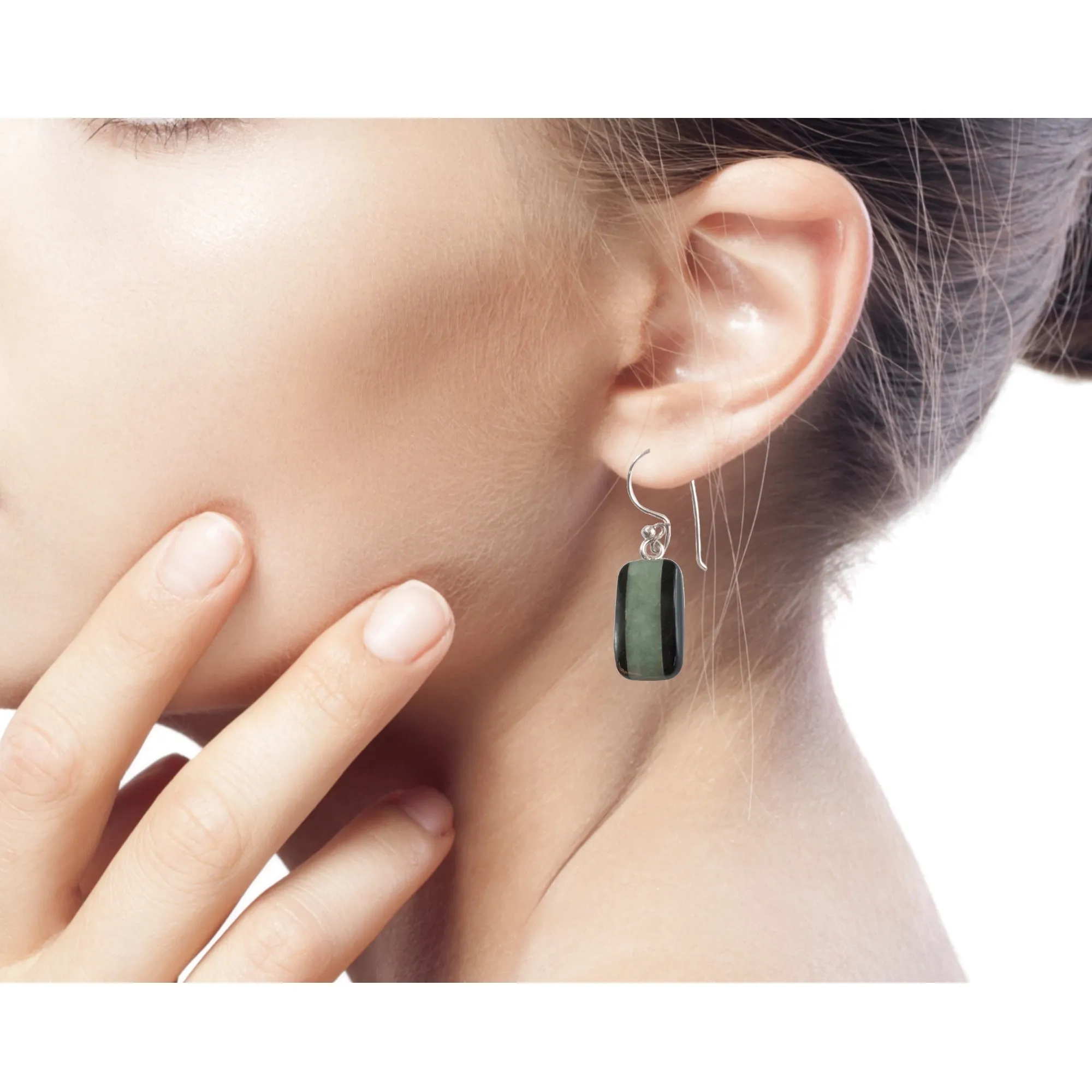 Collectible Modern Jade Dangle Earrings - Maya Legend | NOVICA