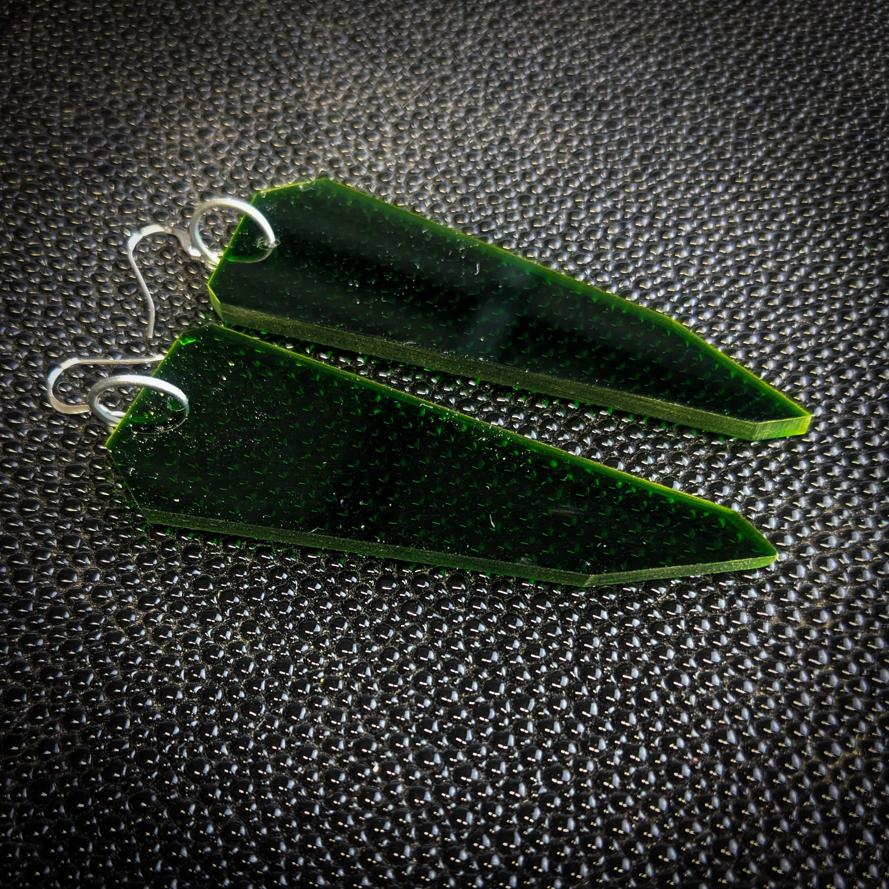 Dark Green Fang Dangle Earrings