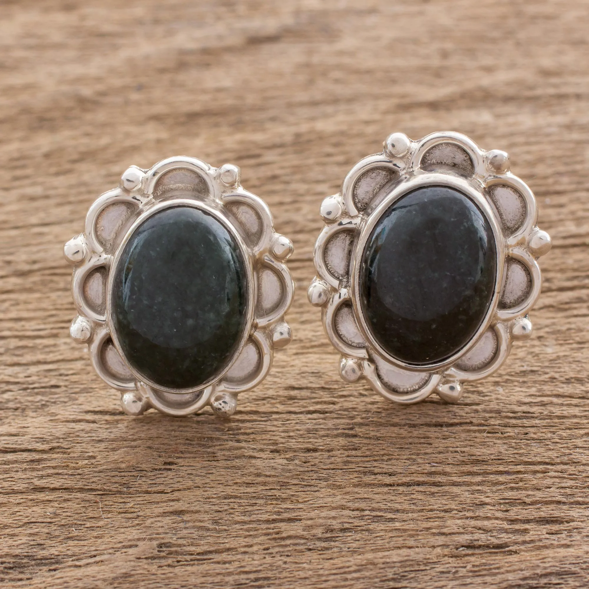 Dark Green Forest Princess Jade Earrings