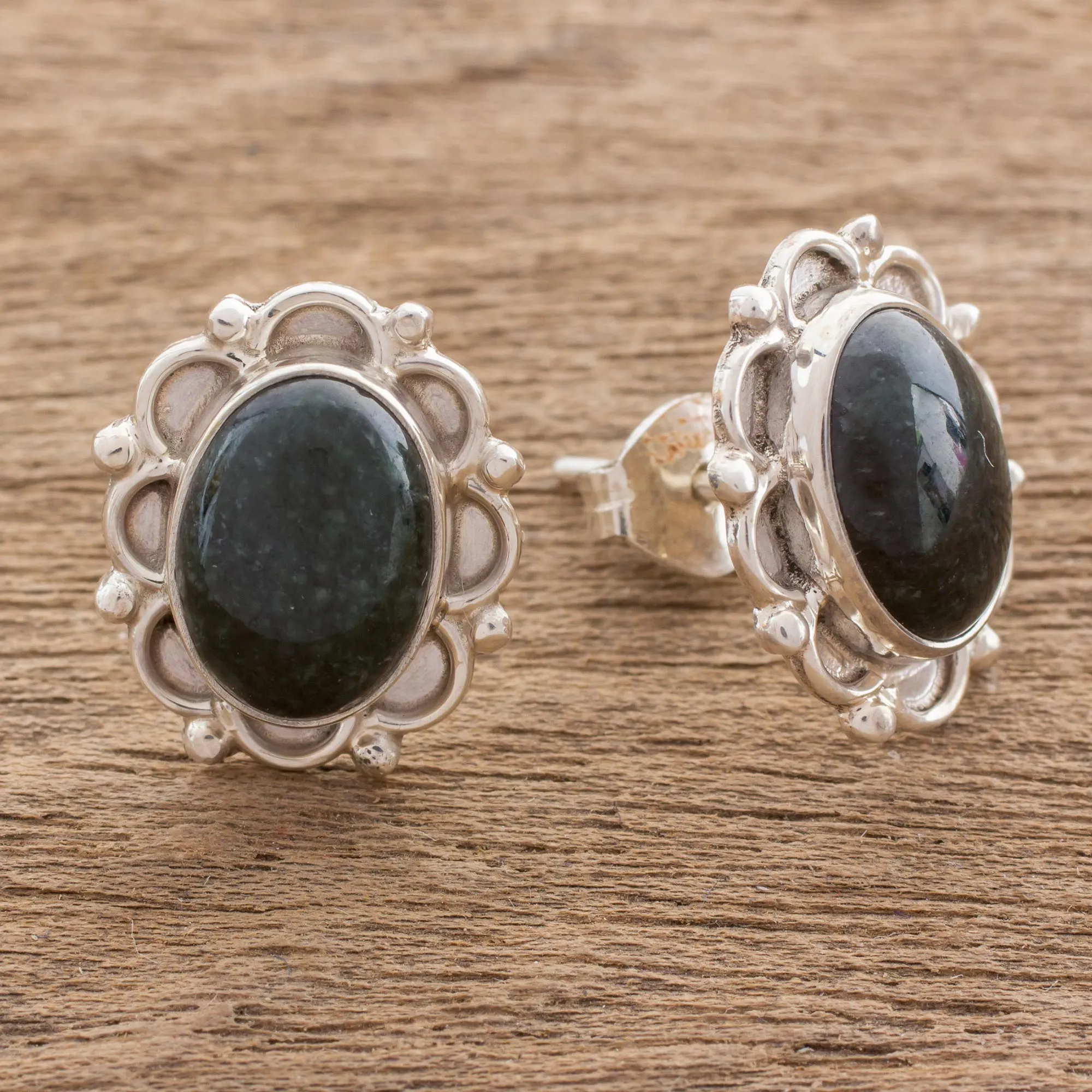 Dark Green Forest Princess Jade Earrings