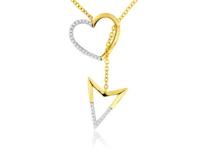 Diamond Accented Heart and Arrow Lariat Style Necklace