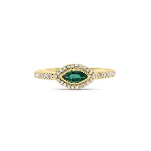 Diamond & Emerald Marquise Ring