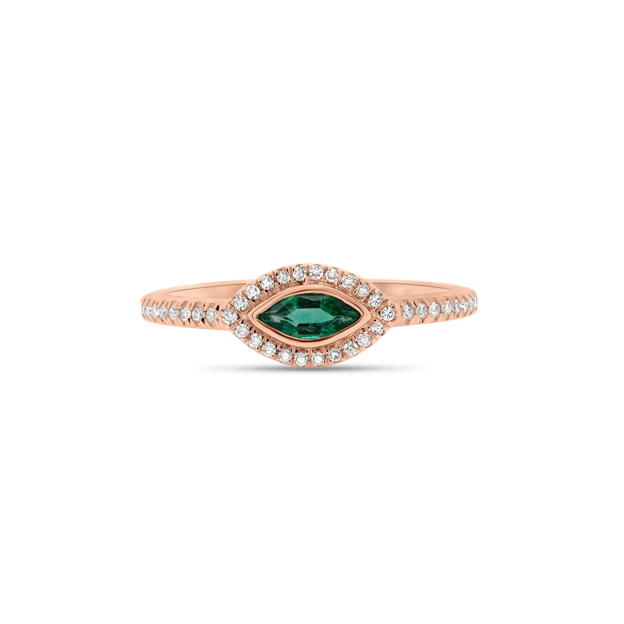 Diamond & Emerald Marquise Ring