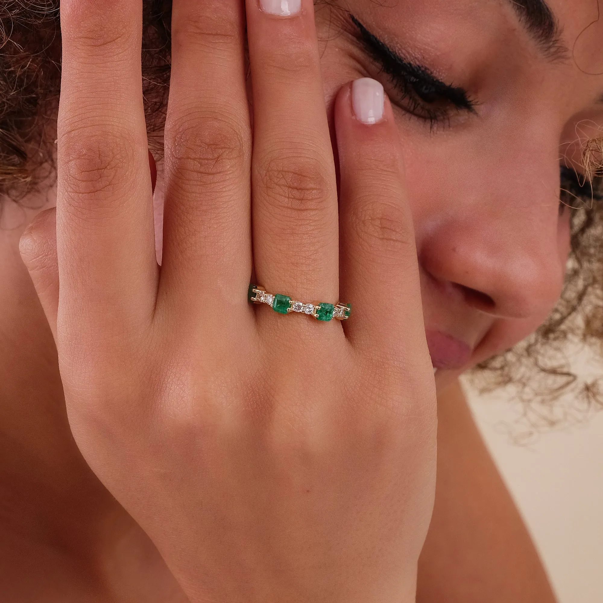 Diamond and Octagon Emerald Ring, Una