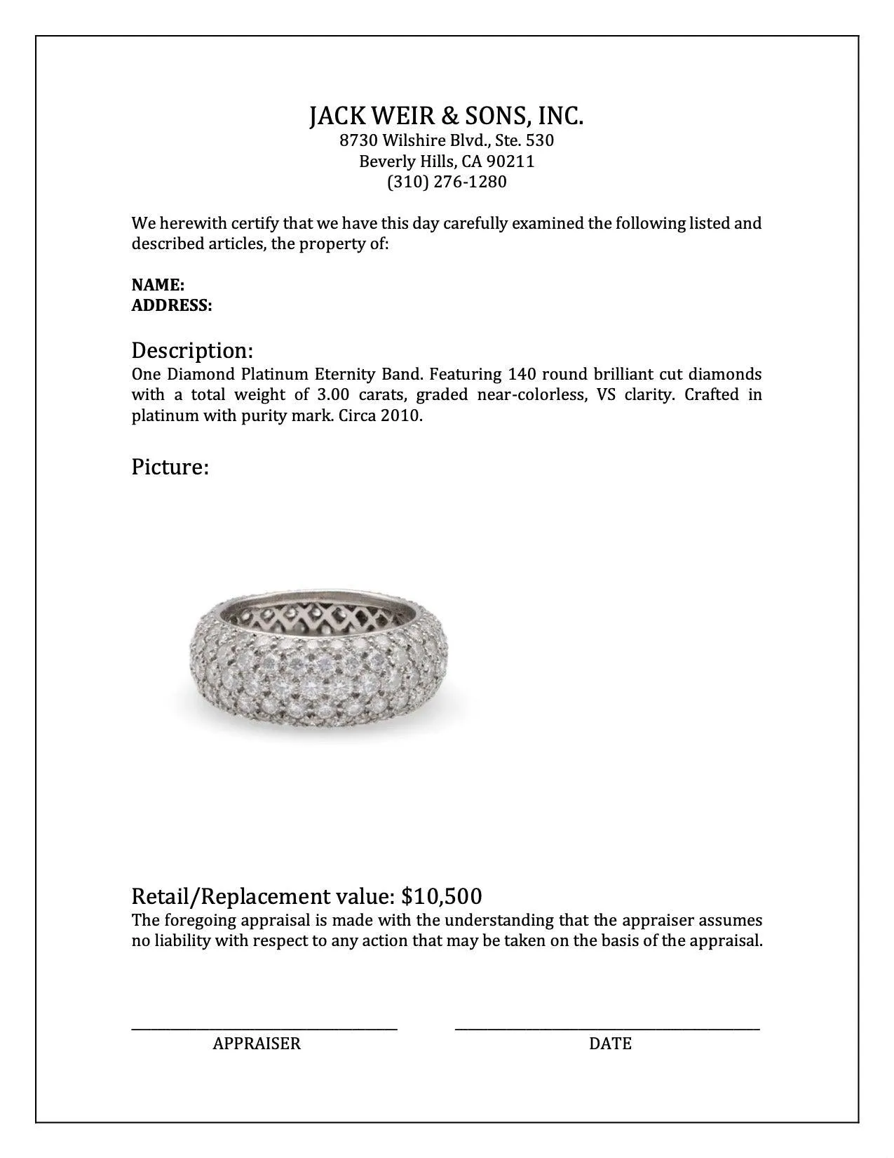 Diamond Platinum Eternity Band