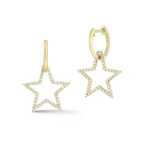 Diamond Star Cutout Dangle Earrings