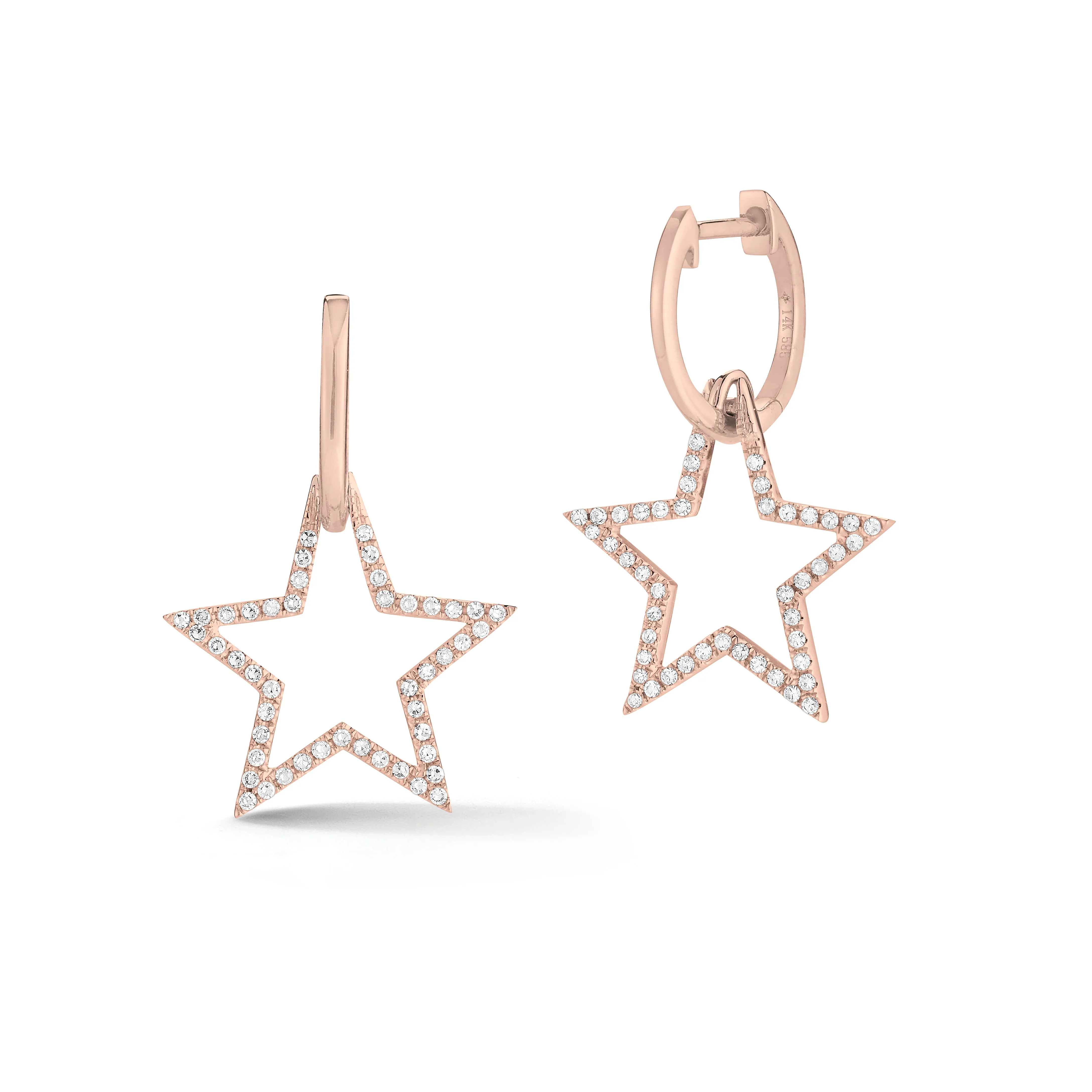 Diamond Star Cutout Dangle Earrings