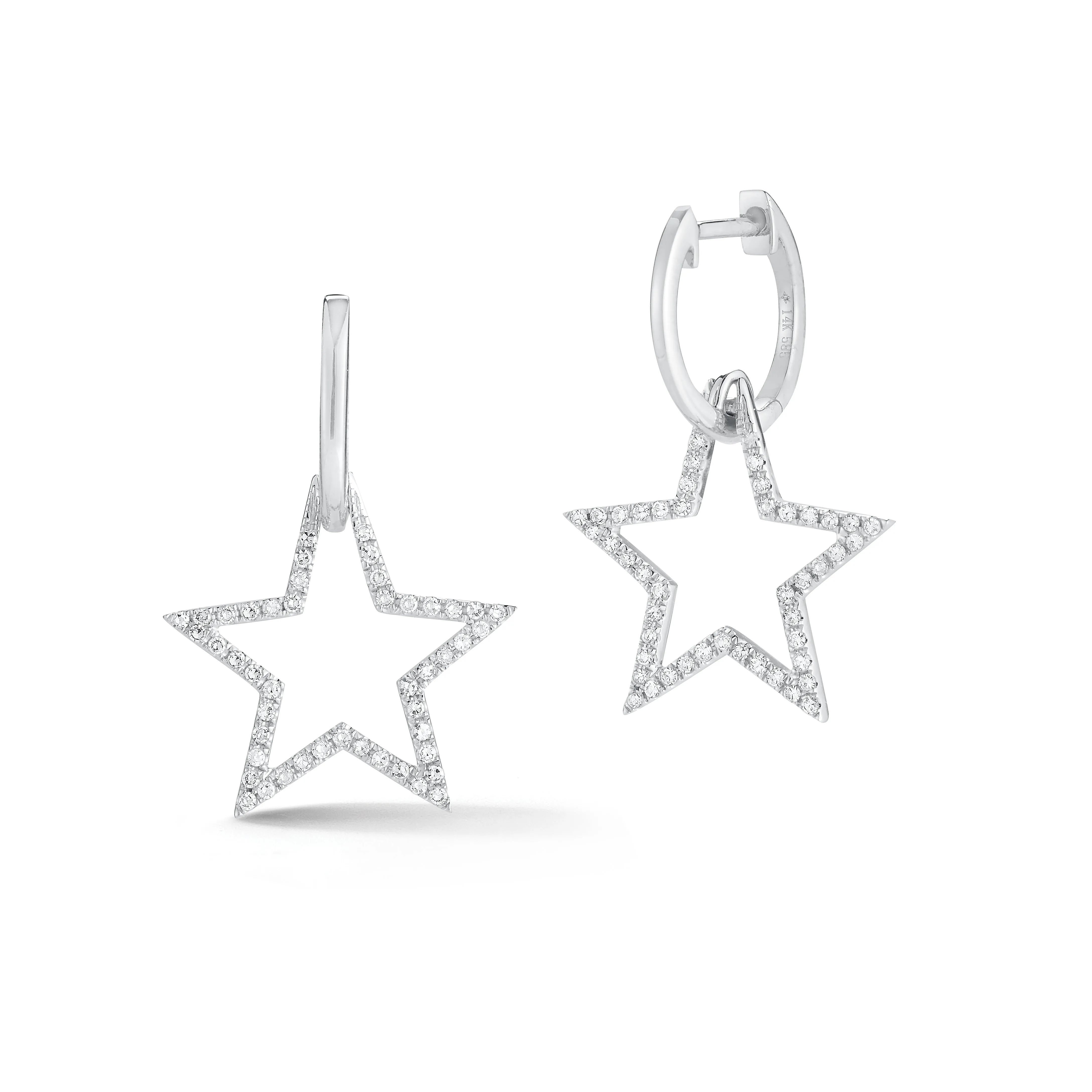 Diamond Star Cutout Dangle Earrings