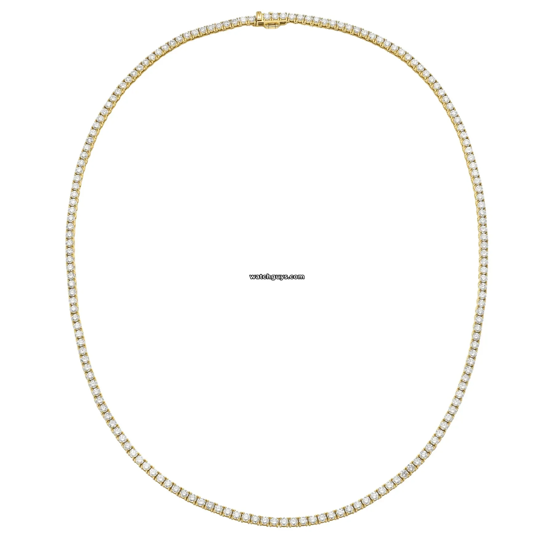 Diamond Tennis Necklace 9.81 Carat TW 18k Yellow Gold