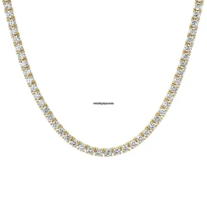 Diamond Tennis Necklace 9.81 Carat TW 18k Yellow Gold