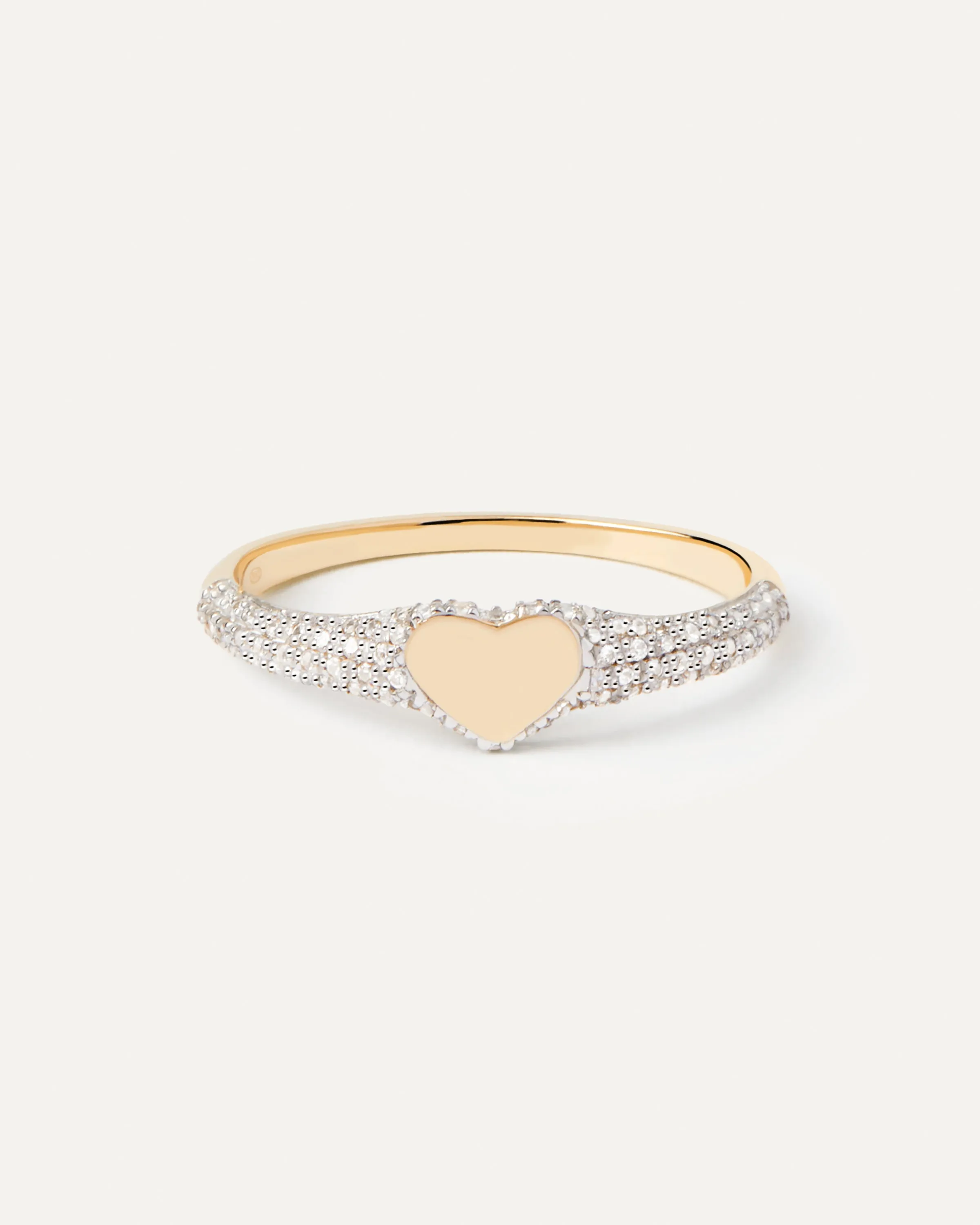 Diamonds and Gold Heart Stamp Ring