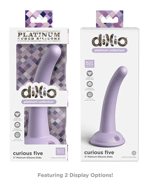 Dillio Platinum 5; Curious Five Silicone Dildo - Purple