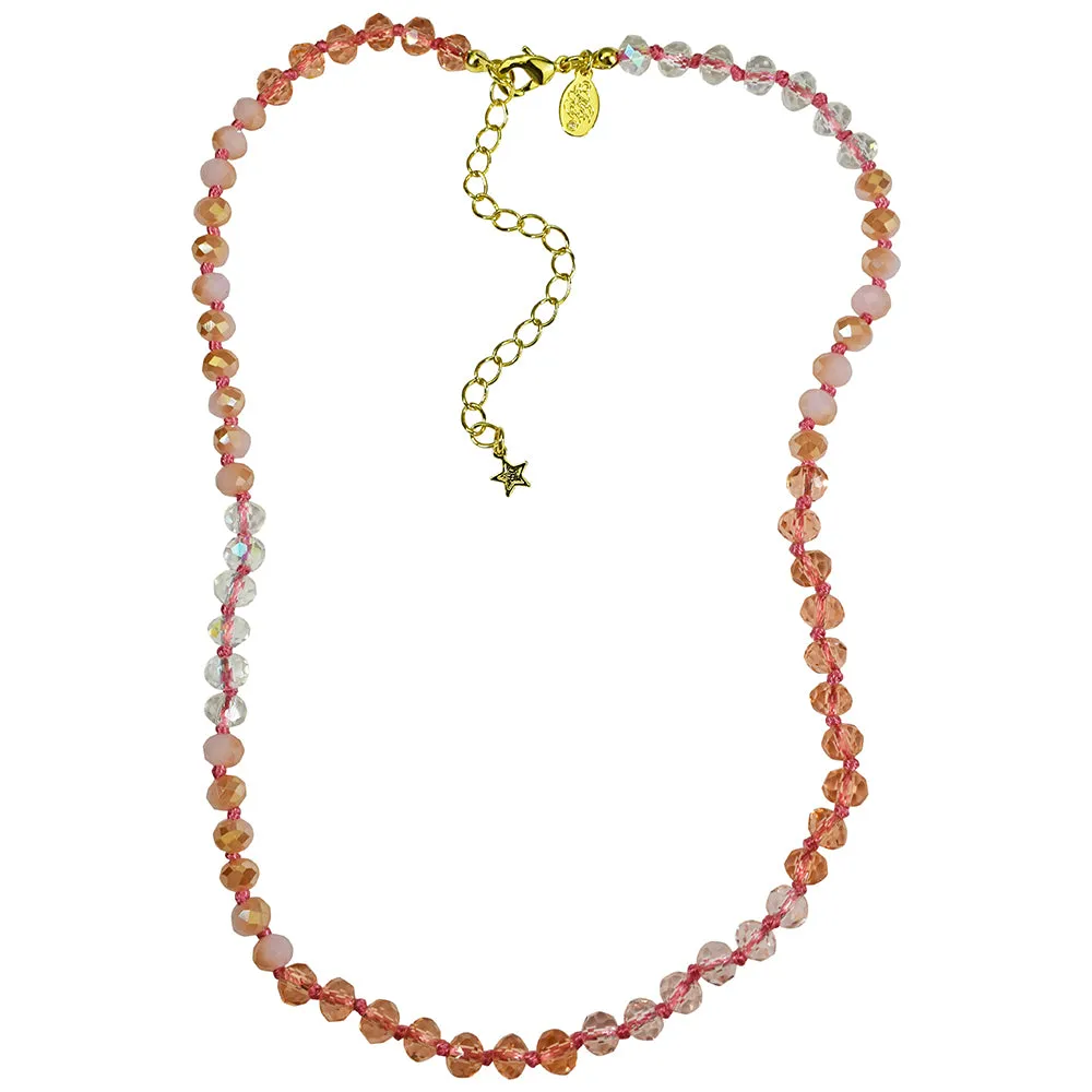 Divine Ombre 6mm Beaded Necklace (Goldtone/Pink)