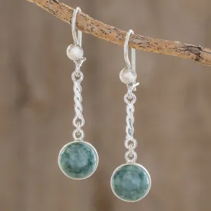 Drops of Hope Sterling Silver Green Jade Dangle Earrings from Guatemala