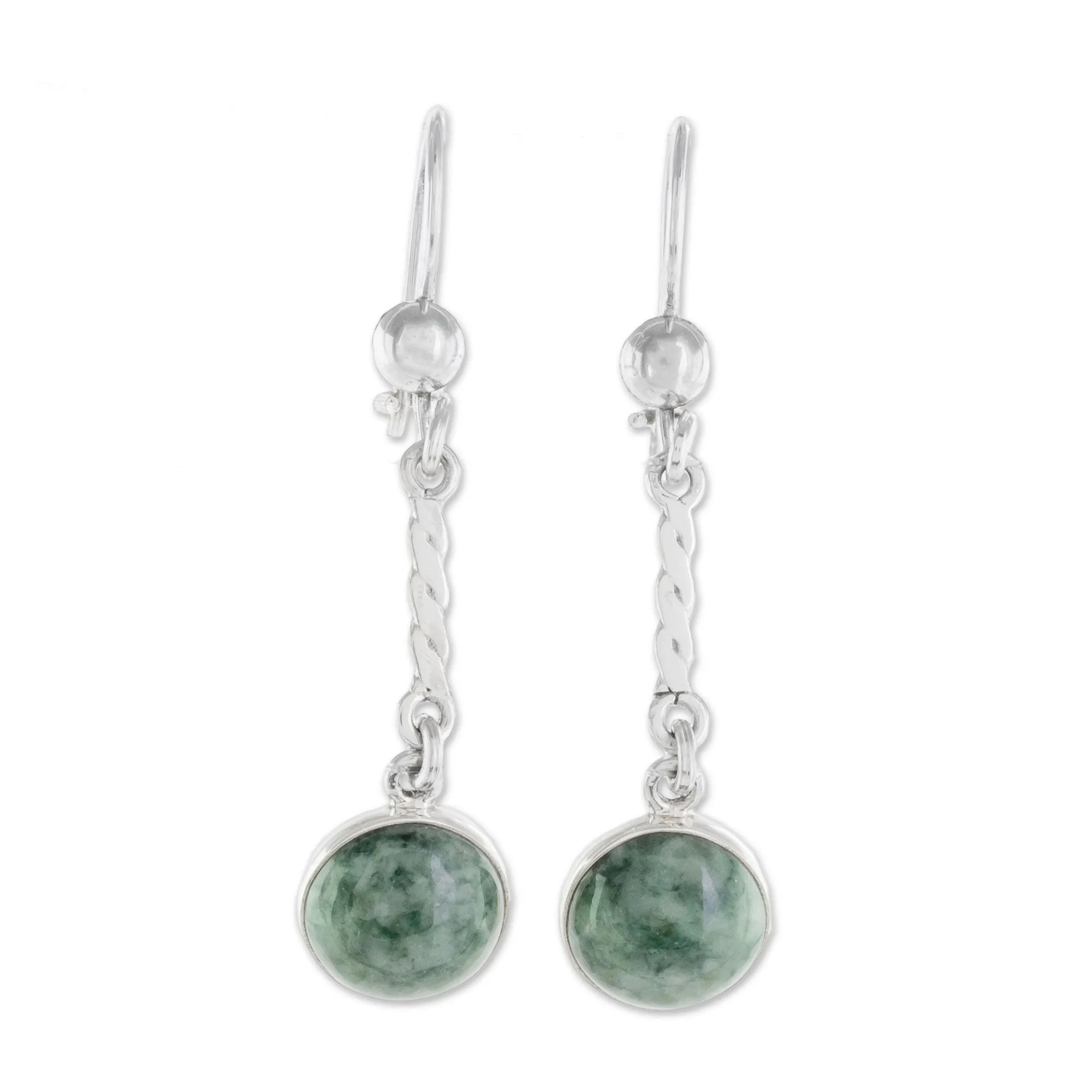 Drops of Hope Sterling Silver Green Jade Dangle Earrings from Guatemala