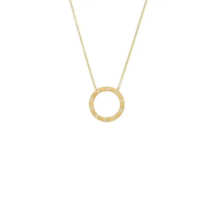 Dunes Diamond Small Circle Necklace in 18k Yellow Gold, 16-18in