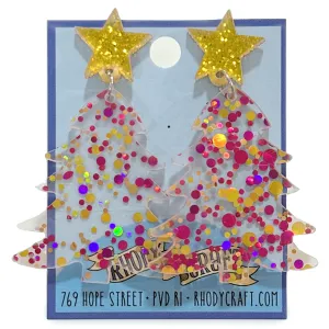 Earrings - Polka Dot Tree Pinks