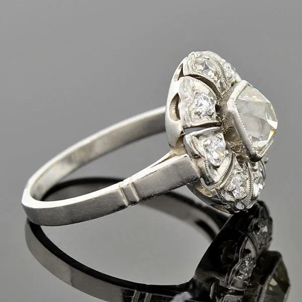 Edwardian Platinum French Cut Diamond Cluster Ring 1.10ct