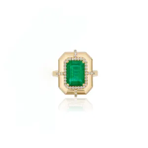 Elegant Emerald Cut Emerald & Diamond Ring