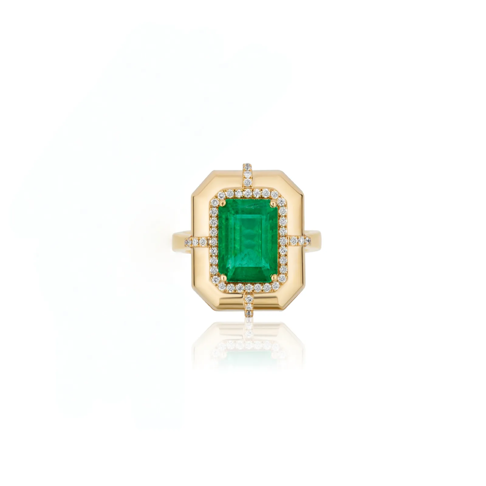 Elegant Emerald Cut Emerald & Diamond Ring