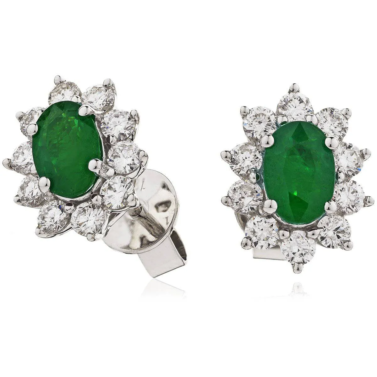 EMERALD AND DIAMOND CLUSTER EARRINGS