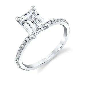 Emerald Cut Classic Engagement Ring - Adorlee 18k Gold White