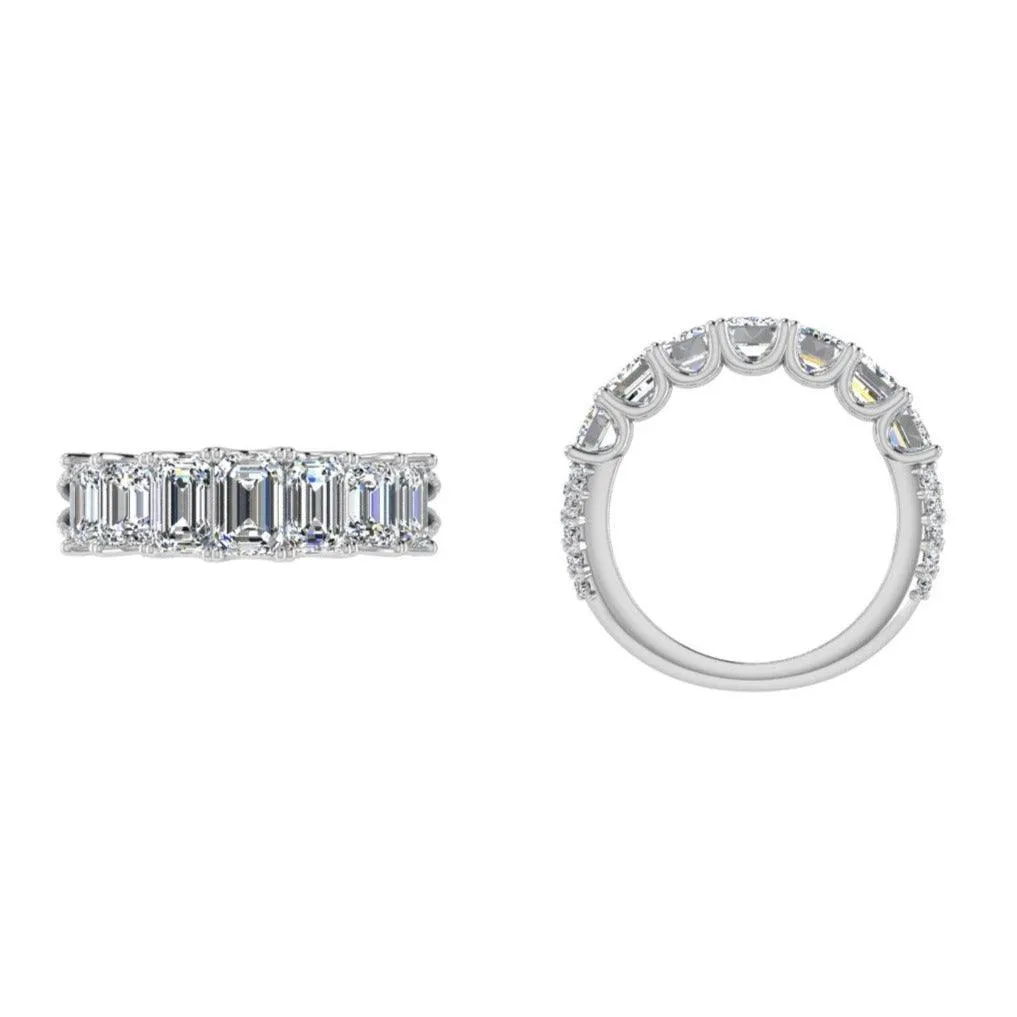 Emerald Cut Diamond Half Eternity Ring