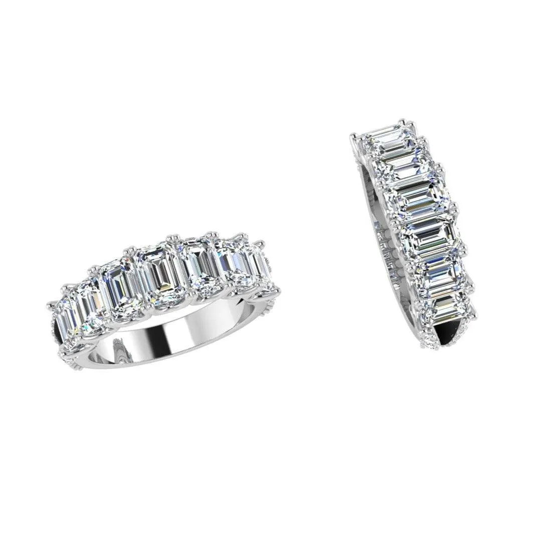 Emerald Cut Diamond Half Eternity Ring