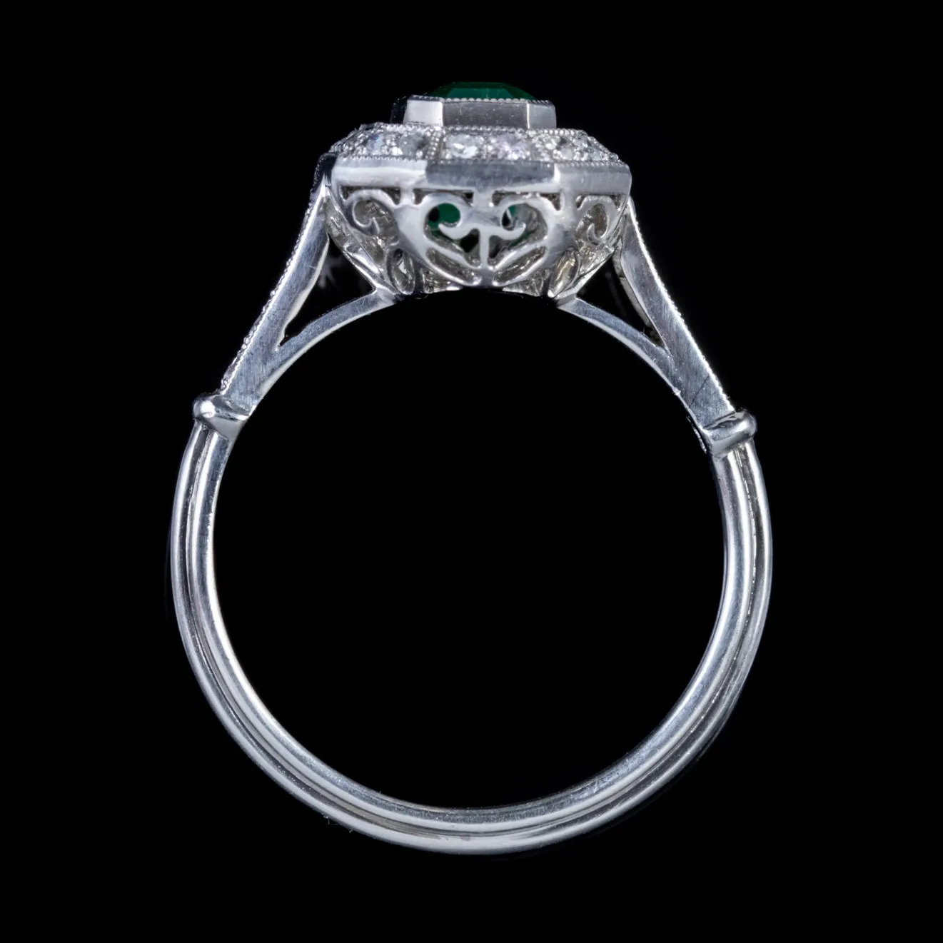 Emerald Diamond Engagement Ring Platinum 0.70Ct Emerald