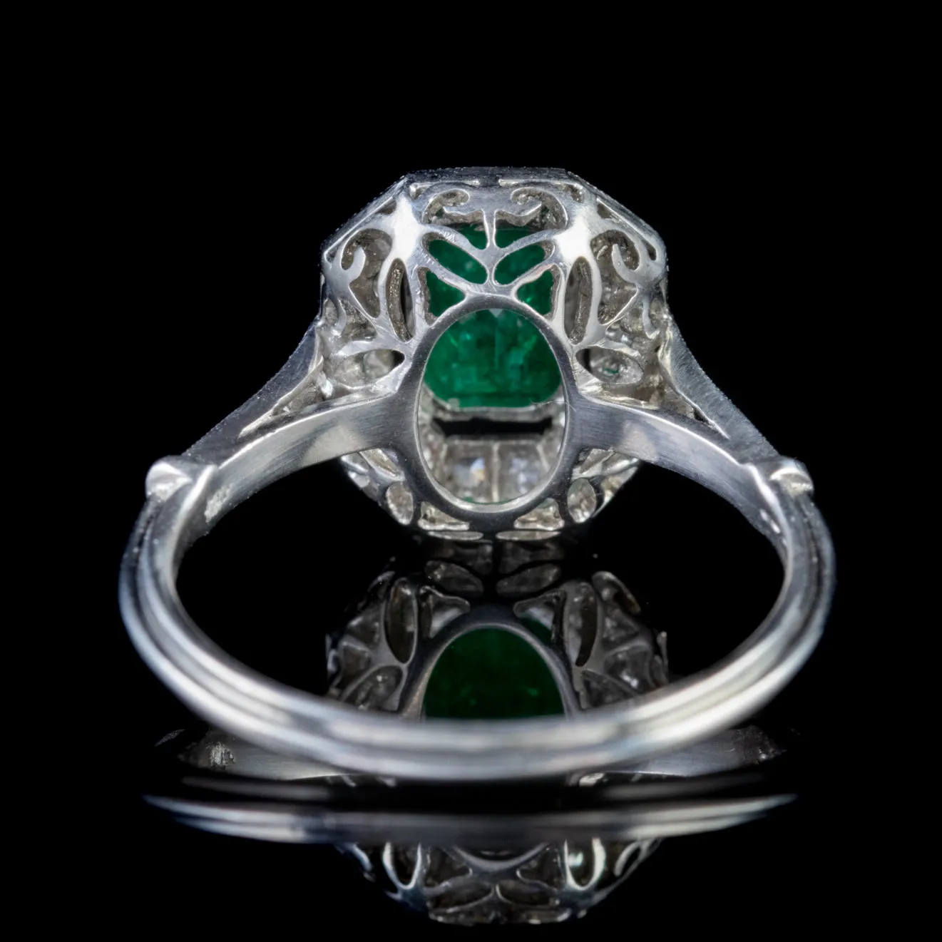 Emerald Diamond Engagement Ring Platinum 0.70Ct Emerald