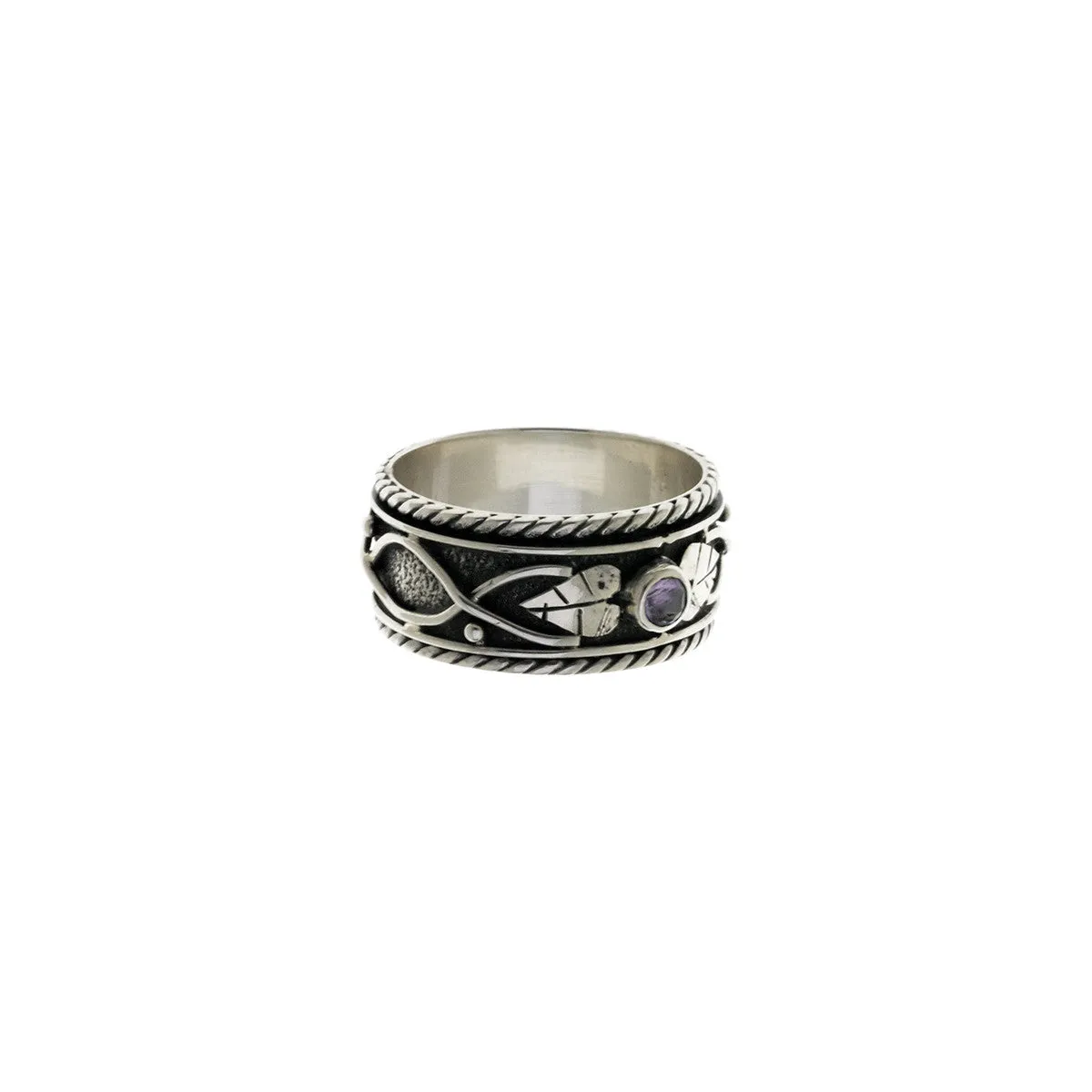 Ethos Sterling Silver And Amethyst Spinner Ring