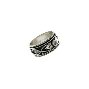 Ethos Sterling Silver And Amethyst Spinner Ring