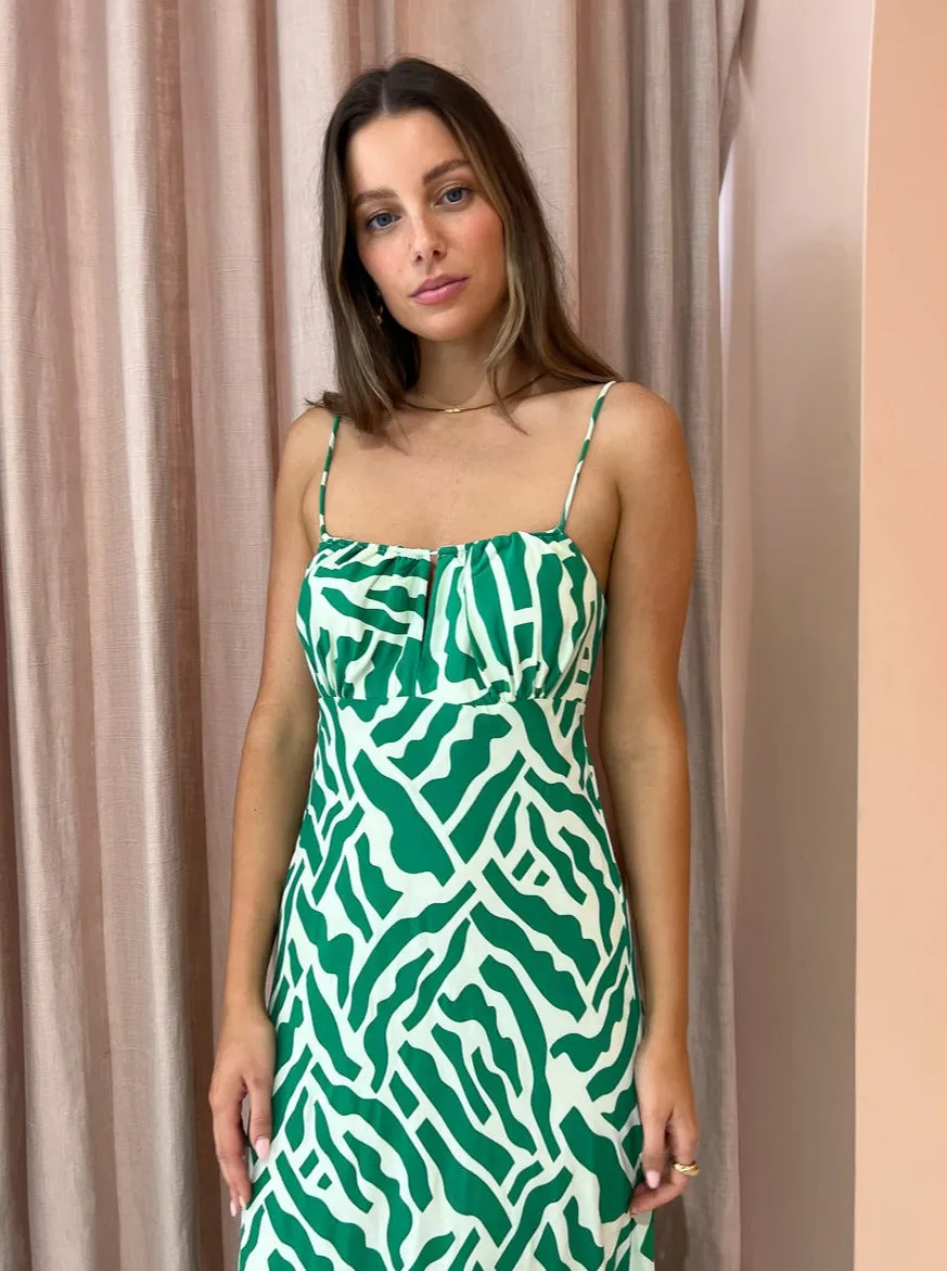 Faithfull the Brand San Paolo Midi Dress in Tulli Green