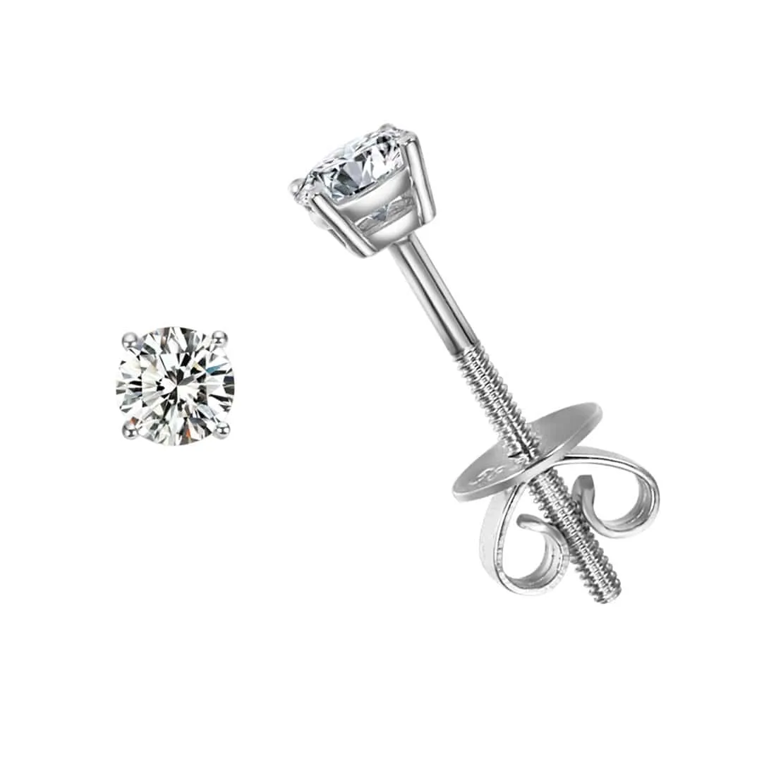 FANCIME 0.2 cttw Moissanite 14K Solid White Gold Stud Earrings