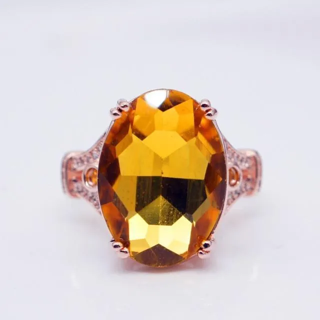 Fashion Engagement Marriage Goose Egg Zircon Gold Color Ring