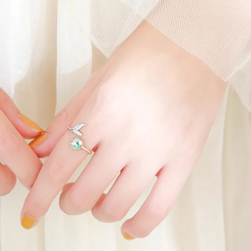 Fish Tail Ring with Moonstone