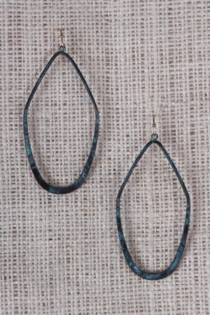 Flattened Angular Tear Drop Shaped Dangle Earrings